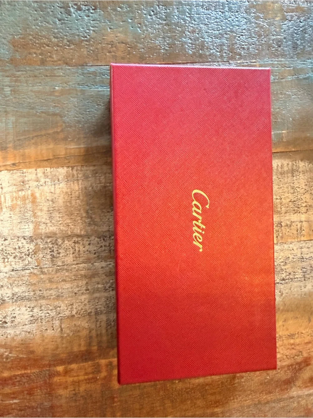 Cartier Brown Leather Long Wallet with Gold Corner Accents